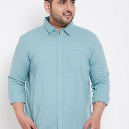 Instafab Plus Men Blue Regular Fit Solid Plus Size Casual Shirt-picture-7