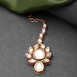 Yellow Chimes Gold-Plated Kundan Studded Oxidised Maang Tika-image-73