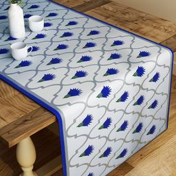 SEJ by Nisha Gupta Blue & Grey Printed Table Runner-19