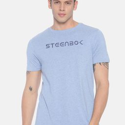 Steenbok Men Blue Printed Round Neck Pure Cotton T-shirt-image-87