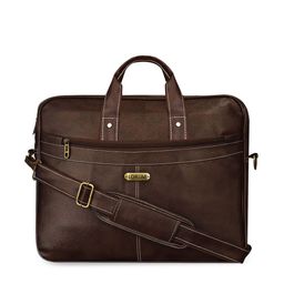 LOREM Unisex Coffee Brown Textured Laptop Bag-image-59
