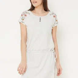 Sweet Dreams Grey Melange Printed Nightdress-picture-1