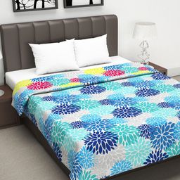 Divine Casa Blue & Red Abstract AC Room 120 GSM Double Bed Dohar-93
