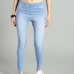 Roadster Women Blue Solid High-Rise Denim Jeggings-image-44