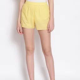 Oxolloxo Women Yellow Lounge Cotton Shorts-picture-18