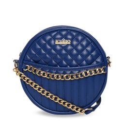 KLEIO Navy Blue Round Quilted Sling Bag-image-9