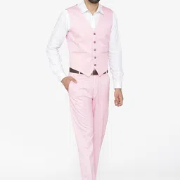 Wintage Men Pink Solid Single-Breasted Regular Fit Party Suit-image-33