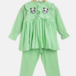 Kids Clan Kids Lime Green Solid Night Suit-picture-7