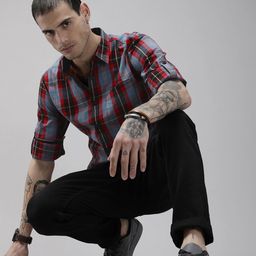 Roadster Men Grey Checked Casual Shirt-image-5