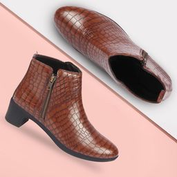FAUSTO Women Textured Block Heeled Regular Boots-58
