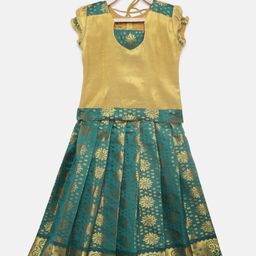 Baby Lakshmi Yellow & Green Ready to Wear Pattu Pavadai-picture-44