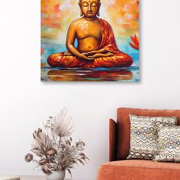 OLIVE TREE Orange & Blue Canvas Religious Wall Art-picture-19