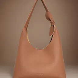 IMARS Textured Structured Hobo Bag with Bow Detail-18