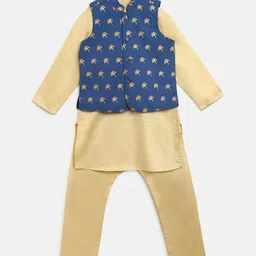 Campana Boys Gold-Toned Solid Kurta with Pyjamas and Jacket-46