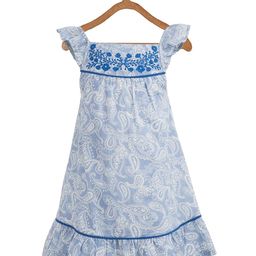 Miyo Girls Blue Printed A-Line Dress-image-36