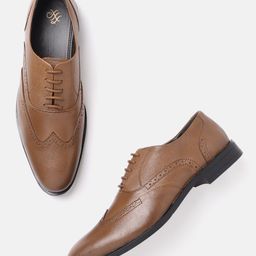 House of Pataudi Men Tan Brown Leather Handcrafted Formal Brogues-image-21