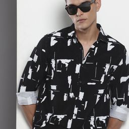 The Indian Garage Co Pure Cotton Abstract Printed Corduroy Shirt-image-84