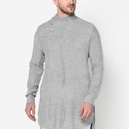 DEYANN Men Grey Printed Regular Sleeves Rayon Kurta-image-1