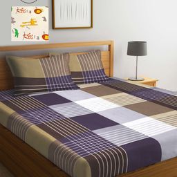 KLOTTHE Multicolor Geometric 210 TC Poly Cotton 2 King Size Double Bedsheet Set-39