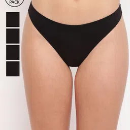 BASIICS by La Intimo Women Pack Of 5 Black Solid Thongs-TH11B5G0W0-image-88