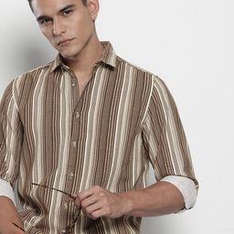 The Indian Garage Co Pure Cotton Striped Corduroy Casual Shirt-picture-40