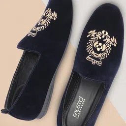 FAUSTO Men Woven Design Velvet Lightweight Loafers-36