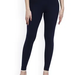 Purple State Women Blue Solid Ankle -Length Leggings-image-47