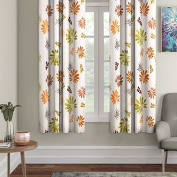 Cortina Beige & Orange Set of 2 Digital Printed Window Curtains-15