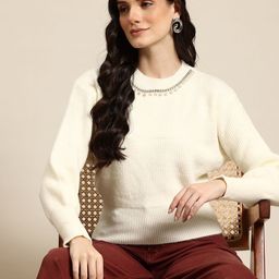 Mast & Harbour Woollen Pullover with Embellished Detail-image-85