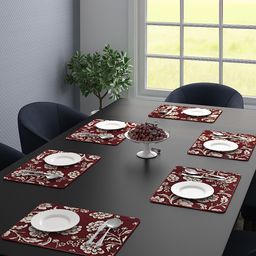 Saral Home Set of 6 Maroon Printed Table Placemats-20