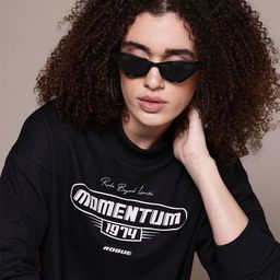 The Roadster Lifestyle Co. Typography Printed Drop-Shoulder Sleeves Crop Sweatshirt-picture-17