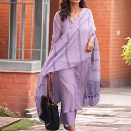 GoSriKi V-Neck Kurta with Trouser & Dupatta-picture-33