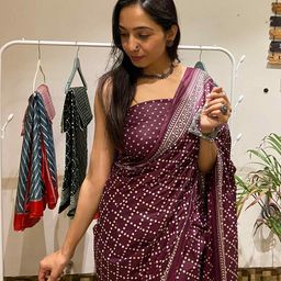 HERE&NOW Polka Dot Pure Cotton Bagru Saree-picture-23