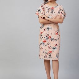 RARE Women Peach-Coloured Printed Sheath Dress-image-82