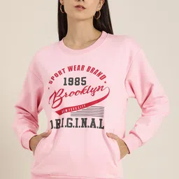 DILLINGER Women Pink Printed Oversized Sweatshirt-image-30
