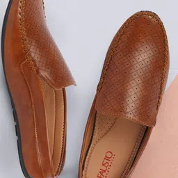 FAUSTO Men Lightweight Slip-On Textured PU Loafers-image-93