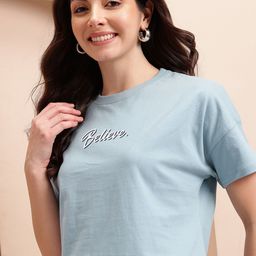 Mast & Harbour Typography Print Pure Cotton T-shirt-image-79