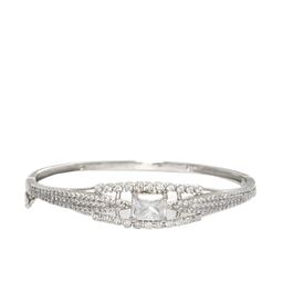 Rubans Silver-Plated Handcrafted Cubic Zirconia Studded Bangle-Style Bracelet-image-11