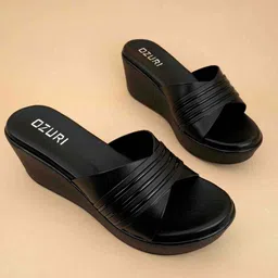 Ozuri Textured Open Toe Wedge Heels-13