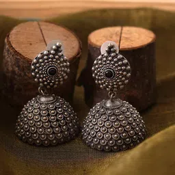 TEEJH Silver-Plated German silver Antique Dome Shaped Jhumkas-48
