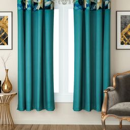 SWAYAM Turquoise Blue Set of 2 Window Curtains-1