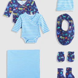 candy cot Boys Blue Pack Of 7 Organic Cotton Baby Apparel Set-21