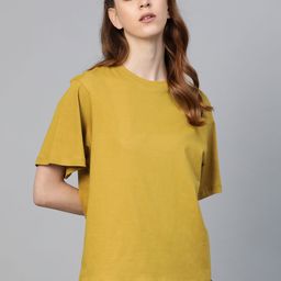 Roadster Women Khaki Solid Round Neck T-shirt-image-18