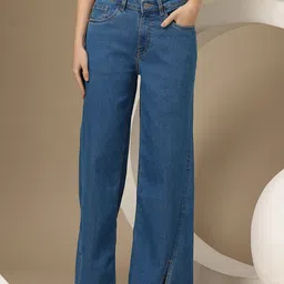 Chemistry Women Wide Leg Stretchable Slit Jeans-picture-42