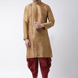 DEYANN Men Brown & Red Printed Kurta with Patiala-image-69