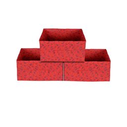 Kuber Industries Set Of 3 Red & Blue Floral Printed Drawer Orangizers-14