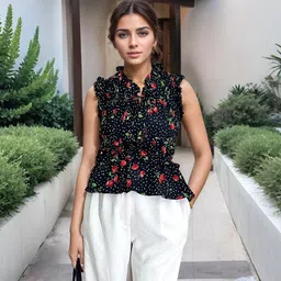 Stylecast X Hersheinbox Print Tie-Up Neck Top-image-80