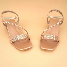 Ozuri Textured Open Toe Block Heels-8