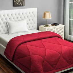 SWAYAM Red Solid AC Room 150 GSM Single Bed Comforter-image-89