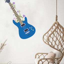rawpockets Blue & Brown Stylish Guitar PVC Vinyl Wall Sticker-image-20